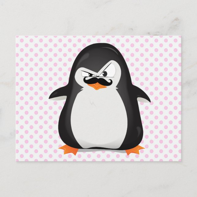 Cartão Postal Pinguim Branco Bonito E Pinguim Engraçado (Frente)
