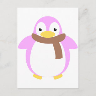 Cartão Postal Pinguim Colorido Bonito em Scarf