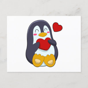 Cartão Postal Pinguim com coração