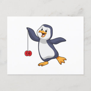 Cartão Postal Pinguim com Io-Iô