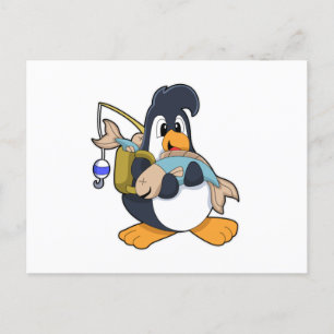 Cartão Postal Pinguim como Anglas com Peixe
