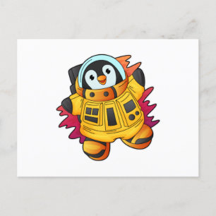 Cartão Postal Pinguim como Astronauta de Terno