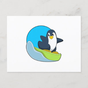 Cartão Postal Pinguim como Snowboarder com Sonowboard.PNG
