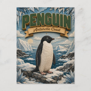Cartão Postal Pinguim Costa Antártica POPCUT