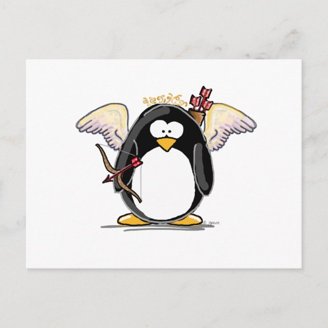 Cartão Postal Pinguim Cupido (Frente)