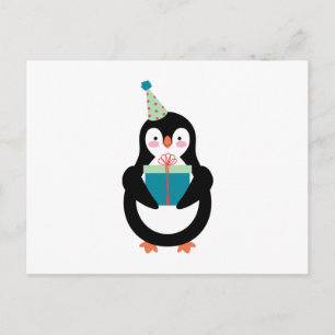 Cartão Postal Pinguim de Aniversário