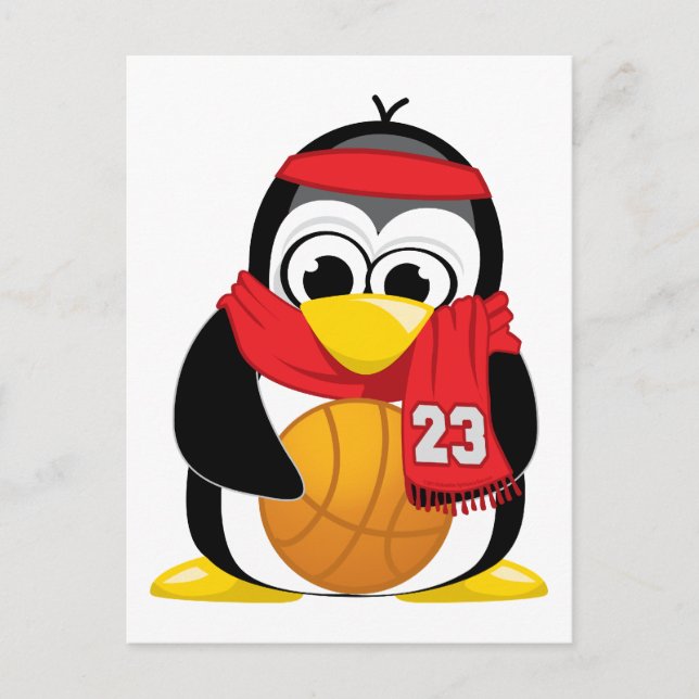 Cartão Postal Pinguim de Basquete Scarf (Frente)