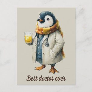 Cartão Postal Pinguim de Inverno Personalizado “Melhor Médico de