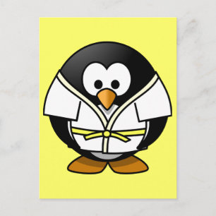 Cartão Postal Pinguim de judô animado bonito