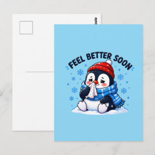Cartão Postal Pinguim de Recuperação Rápida - Saudações de Melho