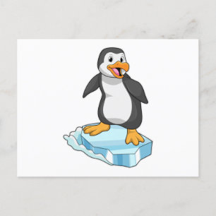 Cartão Postal Pinguim em bloco de gelo