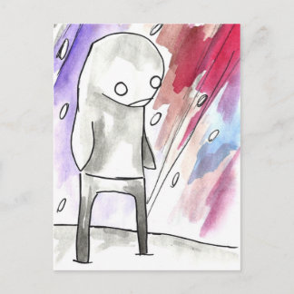 Cartão Postal pinguim em uma leve nevasca