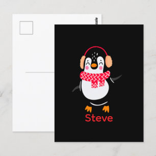 Cartão Postal Pinguim Jolly Natal em Scarf com Malgas