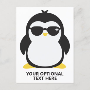 Cartão Postal Pinguim legal de texto personalizado
