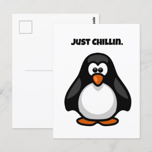 Cartão Postal Pinguim legal do desenho animado - Apenas Enroland