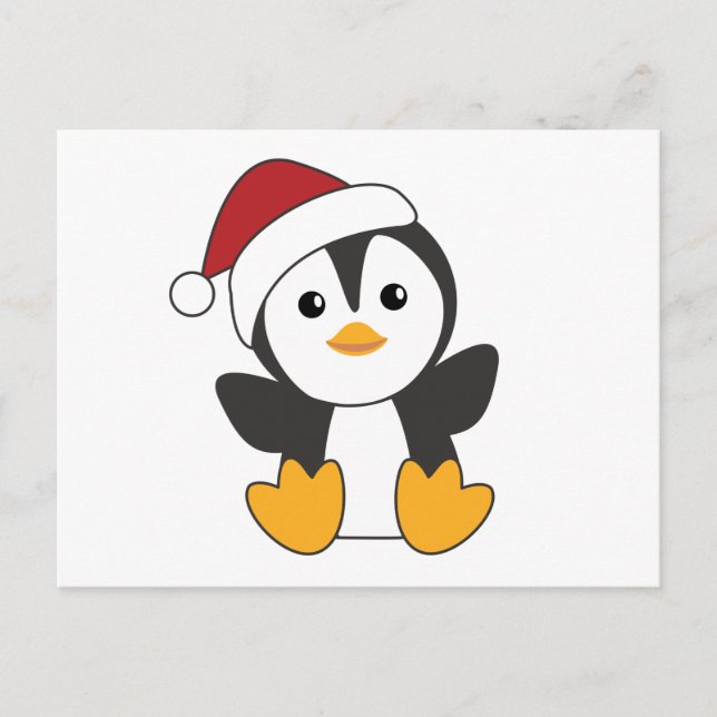 Cartão Postal Pinguim Natal Neve Animais de inverno Pinguins Pos (Frente)