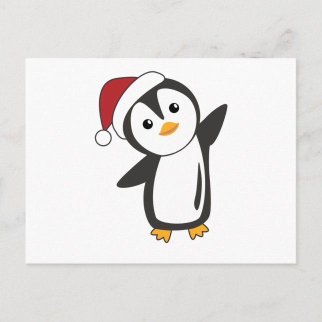 Cartão Postal Pinguim Natal Neve Pinguins de Pinguins (Frente)