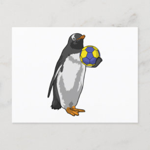 Cartão Postal Pinguim no Esporte Handebol