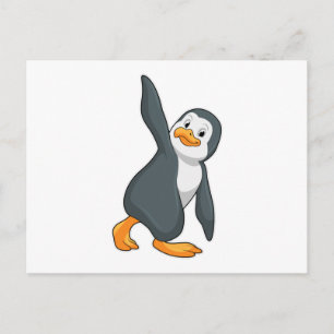 Cartão Postal Pinguim no Yoga Esforço