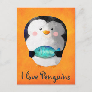 Cartão Postal Pinguim Pequeno e Bonito