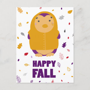 Cartão Postal Pinguim Púrpura de Queda Feliz