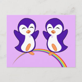 Cartão Postal Pinguim Roxo Bonito