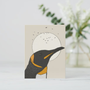 Cartão Postal Pinguim Solitário Sob a Lua