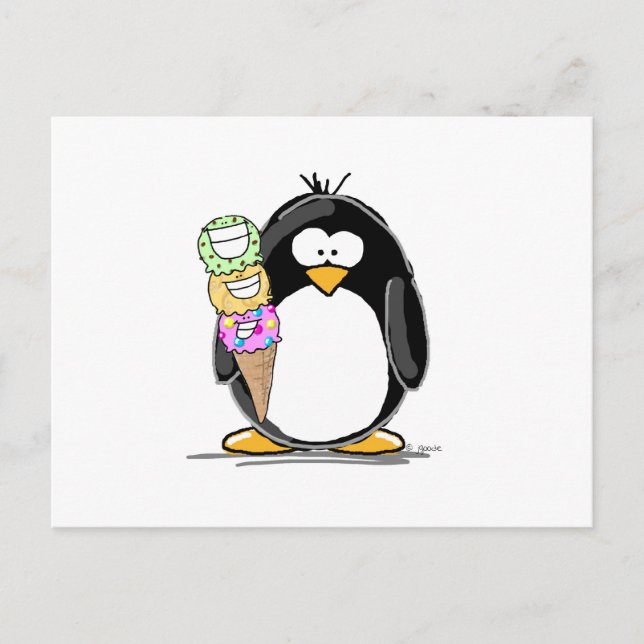 Cartão Postal Pinguim sorvete (Frente)