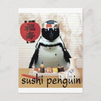 Cartão Postal pinguim sushi
