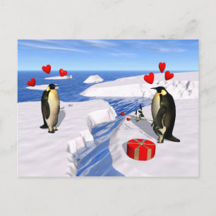 Cartão Postal Pinguins Amantes