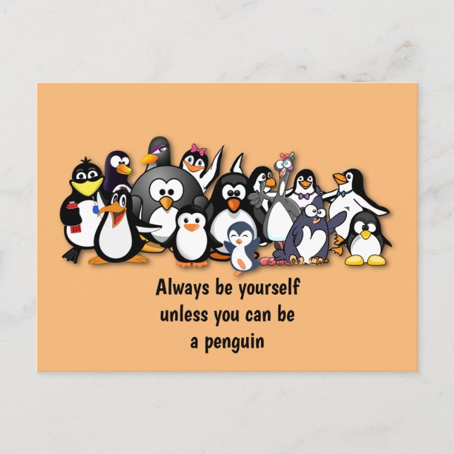 Cartão Postal Pinguins animados e bonitos (Frente)