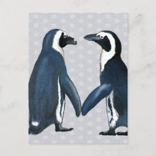 Cartão Postal Pinguins Apaixonados