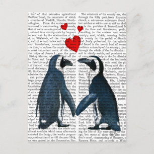 Cartão Postal Pinguins Com Corações De Amor