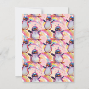Cartão Postal Pinguins cotovelos e padrão de estrelas