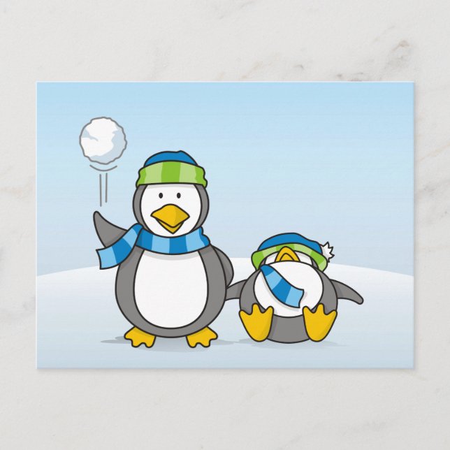 Cartão Postal Pinguins de neve (Frente)