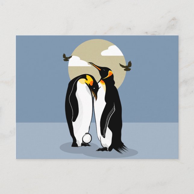 Cartão Postal Pinguins Imperadores com Ovo (Frente)