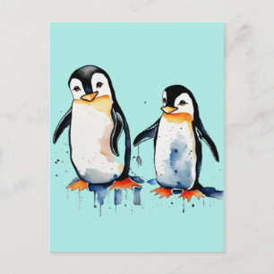 Cartão Postal Pinguins lindos