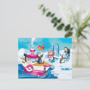 Cartão Postal pinguins na Antártica