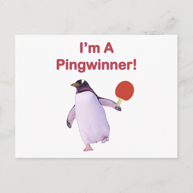 Cartão Postal Pingwinner Penguin Ping Pong (Frente)