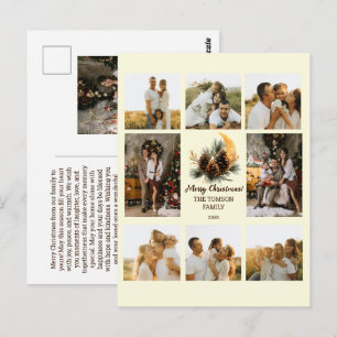 Cartão Postal Pinhas Personalizadas e Design de Natal da Lua