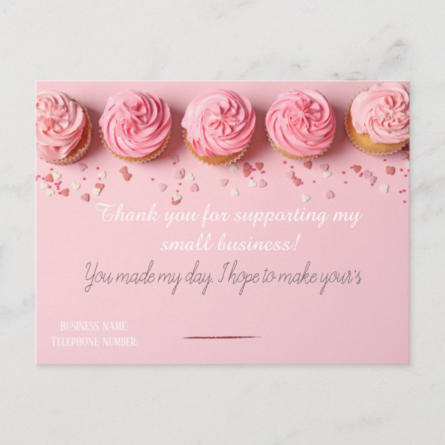 Cartão Postal Pink BAKERS Thank you Card  (Frente)