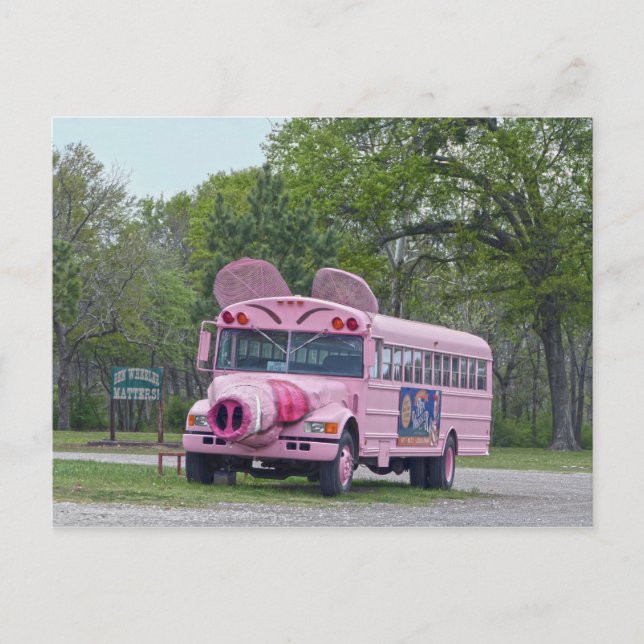 Cartão Postal Pink Ben Wheeler, Texas, Hogfest Bus (Frente)