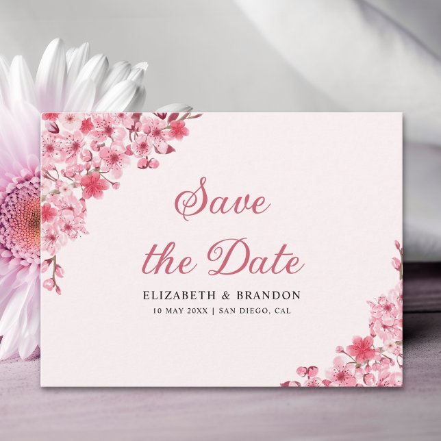 Cartão Postal Pink Blossom Wedding – Elegant Sakura Flowers (Criador carregado)