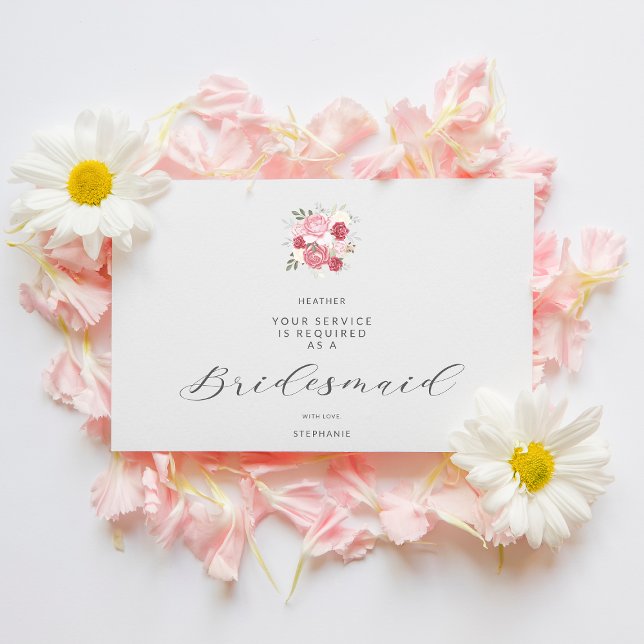Cartão Postal Pink Bouquet Will You Be My Junior Bridesmaid (Criador carregado)