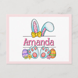 Cartão Postal Pink Bunny Easter Postcard