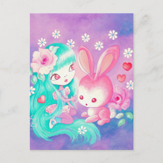 Cartão Postal Pink Bunny Love