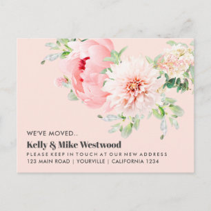 Cartão Postal Pink Dahlia Mudamos o novo endereço Nova Casa