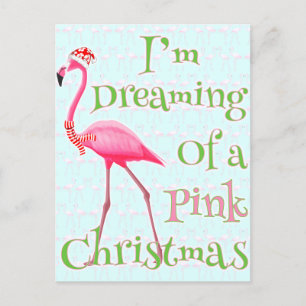 Cartão Postal Pink Flamingo Christmas