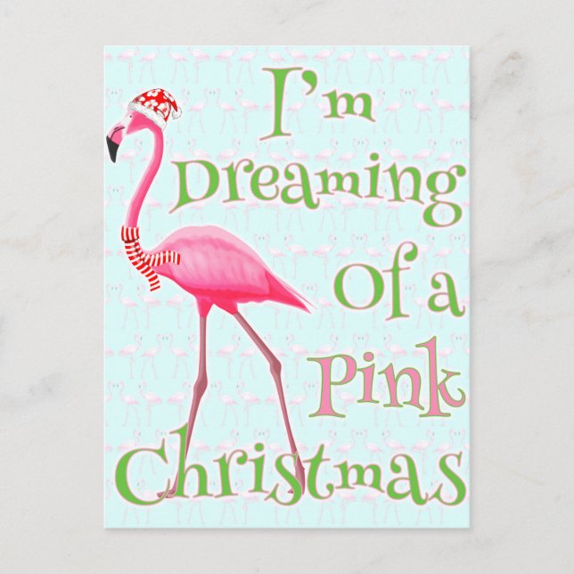 Cartão Postal Pink Flamingo Christmas (Frente)