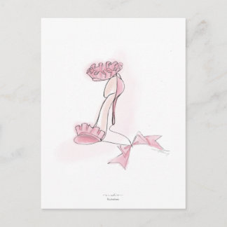 Cartão Postal Pink Frilled High Heels Illustration